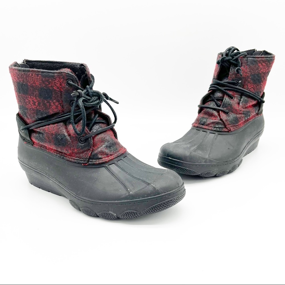 SPERRY Saltwater Tide Plaid Wedge Boots Size 11